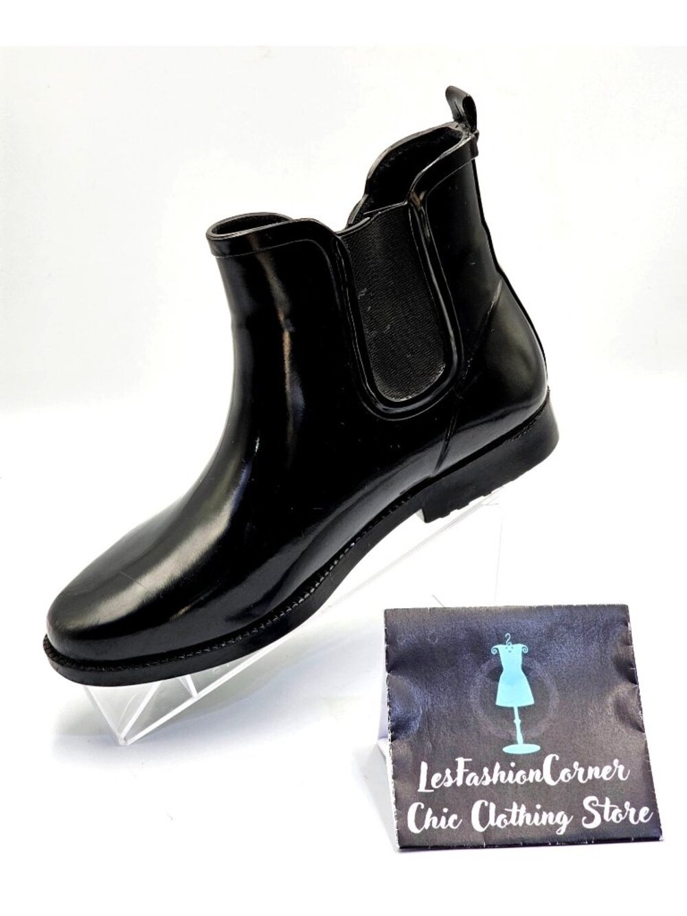 Michael Kors Women's Black Rubber Waterproof Chelsea Rain Boots Size 8 2378 - Picture 14 of 16